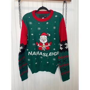 American Stitch Mens Christmas Santa Sweater Red Green Crewneck Holiday Size M
